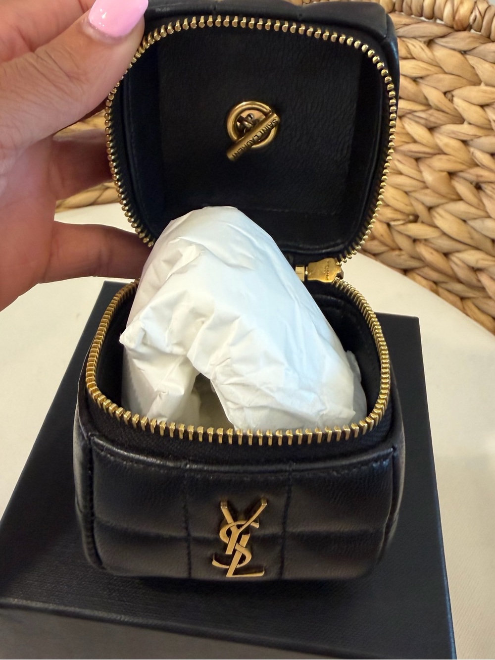 Authentic Saint Laurent Black Quilted Leather Mini Vanity Purse - Picture 4 of 4